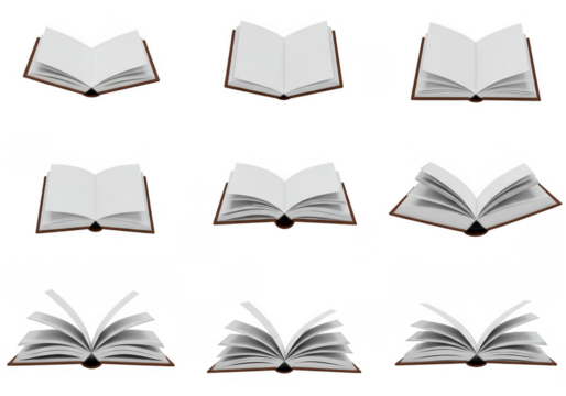 Isolated Illustration of Open Books Education and Knowledge in Transparent