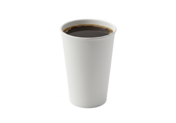 Isolated Paper Cup Filled with Dark Coffee on Transparent Background
