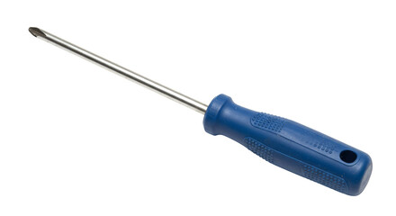 Isolated Phillips Screwdriver Blue Handle Hand Tool for Repair Work