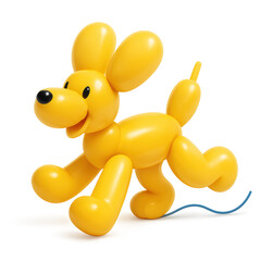 Playful Balloon Dog: A whimsical yellow balloon dog, joyfully prancing on a background, brings a touch of lighthearted fun to any project.
