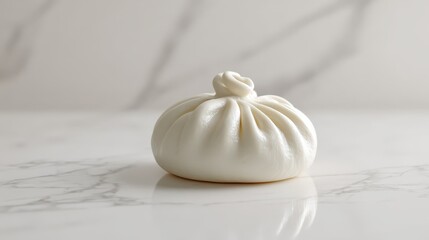 Delicious Steamed Khinkali Dumpling on Marble Background Close Up Shot