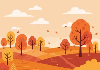 Fotobehang Beige Landscape autumn season, vector illustration design  © Isha