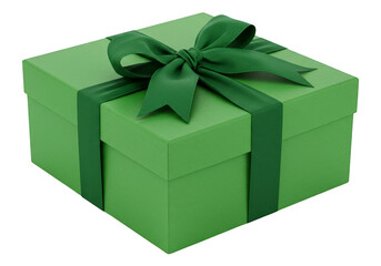 Fototapeta premium Isolated PNG Image of Green Gift Box with Ribbon Bow On Transparent