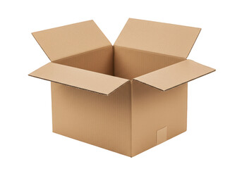 Isolated Open Cardboard Box Package Container with Transparent Background