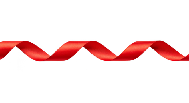 Isolated Red Ribbon Silk Design Curve Elegant Decorative Item