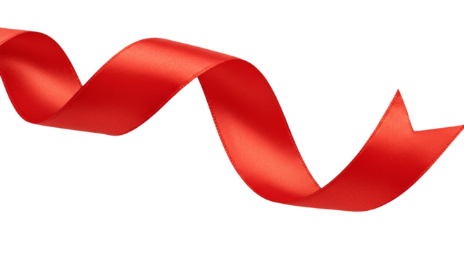 Isolated Red Ribbon Curve Silk Tape Loop Gift Celebration Present