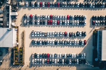 Car parking lot viewed from above, Aerial view. Top view. MZ 