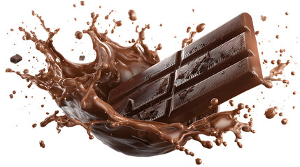 Fototapeta premium Chocolate splashed with a chocolate bar