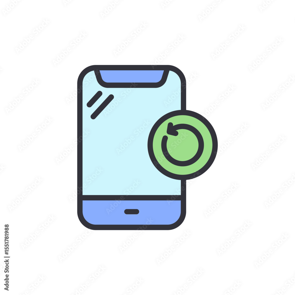 Poster refreshing mobile device software and application with sync icon
