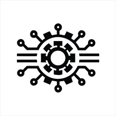 Technology Circuit Gear Icon Vector for AI Automation Logo Design.