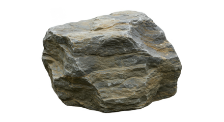 Isolated Rock Mineral Formation With Textured Layers on Transparent Background