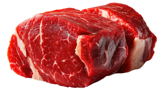 Fresh Cut of Beef: A captivating photo of two succulent beef cuts, showcasing rich red color and a fine-grained texture, perfect for culinary exploration and food-related projects.