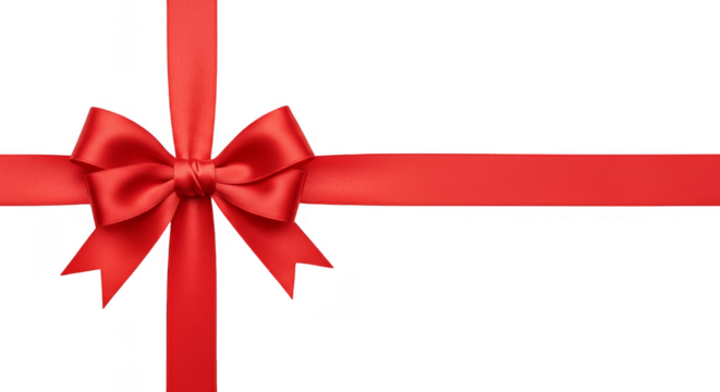 Isolated Red Gift Bow Ribbon Decoration Present Celebration PNG
