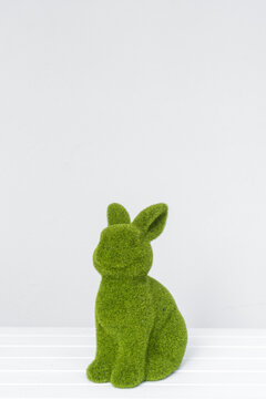mossy green easter bunny figurine