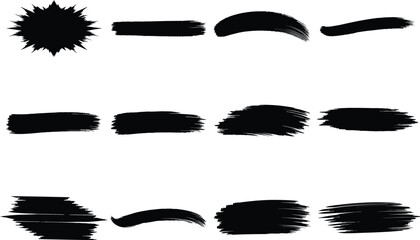 Grunge brush strokes collection isolated ink paint textures abstract hand drawn vector design elements