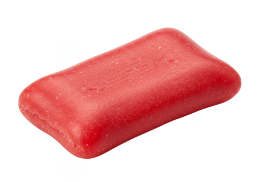 Isolated Red Rectangle Chewing Gum Piece with Transparent Background