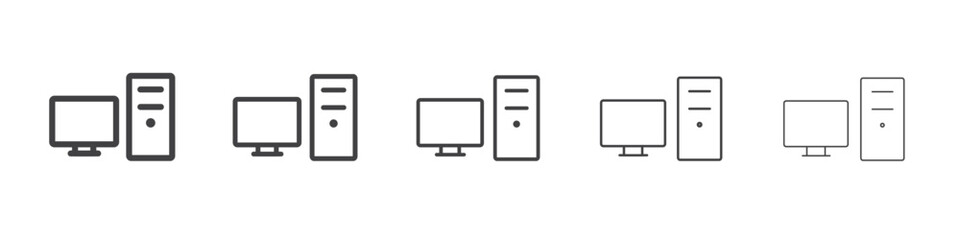 Desktop computer icon simple illustration logo art