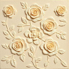 Elegant 3D Embossed Rose Floral Wall Panel Design