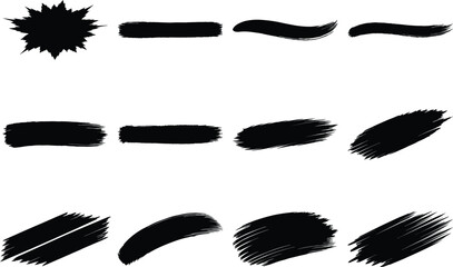 Brush strokes set for design texture grunge elements vector abstract paint stroke shapes collection