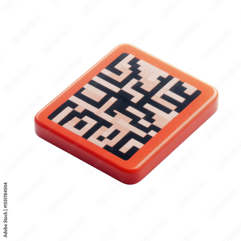 Poster orange puzzle design isolated maze block abstract pattern geometric shape on transparent background