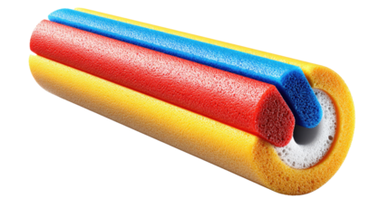 Foam Roller: A close-up shot of a vibrant foam roller featuring eye-catching colors, perfectly illustrating the benefits of relaxation and physical well-being. 