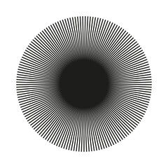 Circular lines element. Spokes with radiating stripes icon. Radial circle lines pattern. Symbol of Sun star rays sample. 