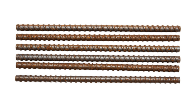 Isolated Stacked Steel Reinforcement Rebar Rods for Building Construction