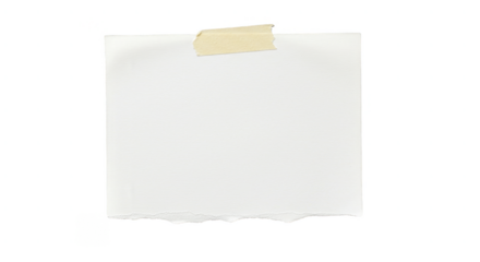 Isolated Transparent White Paper Note with Adhesive Tape Attachment