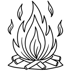 Clean Line Art Holi Bonfire Illustration