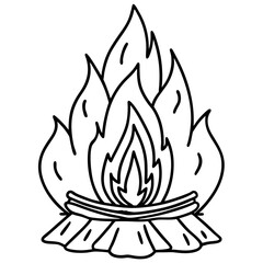 Clean Line Art Holi Bonfire Illustration