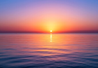 Obraz premium Beautiful Morning Sun Rising Above the Ocean Horizon