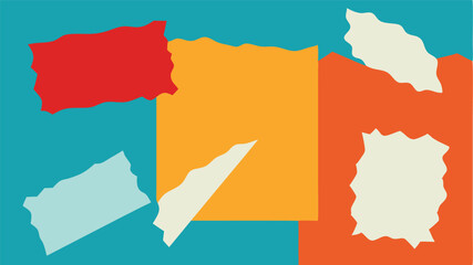 Vibrant Abstract Geometric Collage Overlapping Cutout Shapes with Irregular Edges