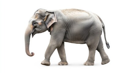 Obraz premium Walking Asian Elephant Isolated on White Background