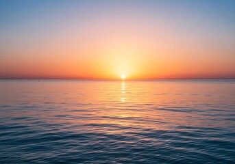 Fototapeta premium Beautiful Morning Sun Rising Above the Ocean Horizon