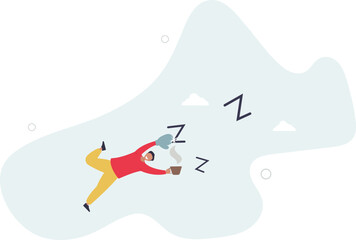 Procrastination and laziness, productivity and professional to fight with resistance and sleepy concept. character life .