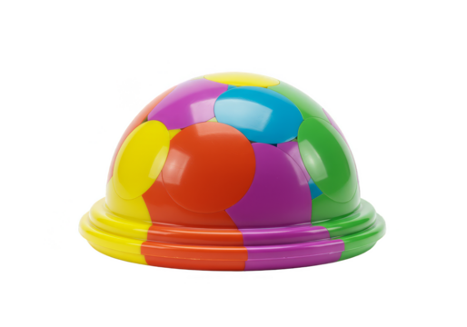 Isolated Transparent Background of Colorful Clown Plastic Party Helmet - Powered by Adobe