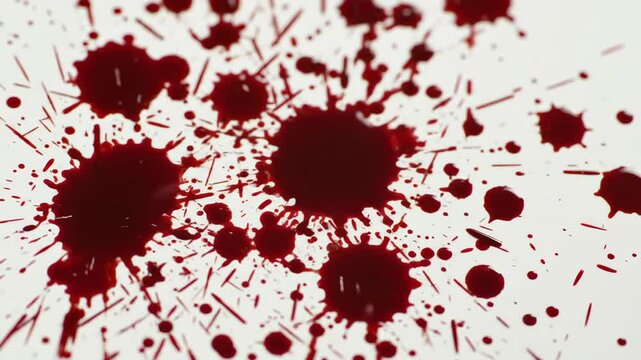 Red Splatter on White Background Artistic Abstract Design
