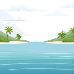 Tranquil Island Retreat: Palm Trees, Sandy Beaches, and Calm Blue Waters, a Tropical Paradise Escape