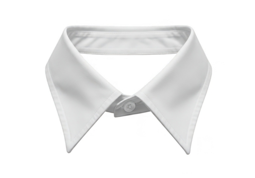 Isolated White Dress Shirt Collar with Button and Detail on Transparent