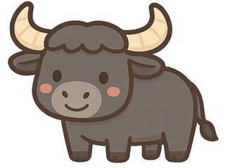 Fototapeta premium Cute Buffalo Character – Vector Illustration for Early Education