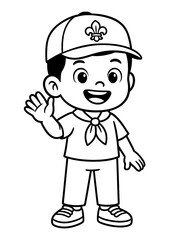 Cartoon Boy Scout Waving Hand Illustration