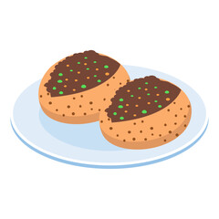 Kasebrotchen isometric concept, Cheese Bread Roll vector icon design, German cuisine symbol, Germany Serving Platter sign, European gastronomy food culture stock illustration 