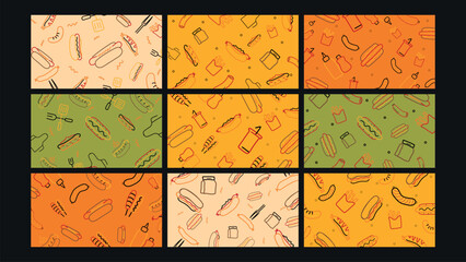 Hot dog snack food background Set © Studio Mangoo