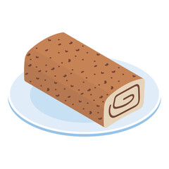 Kaseleberkase, or Fleischkase isometric concept, Minced Meat loaf Hackbraten crustybread roll vector design, German cuisine symbol, Germany Serving Platter sign, European gastronomy food illustration 