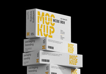 Stacked Wide Boxes Mockup