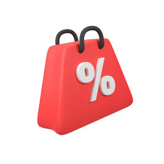 Shopping Bag with Discount Sign isolated 3d render icon illustration