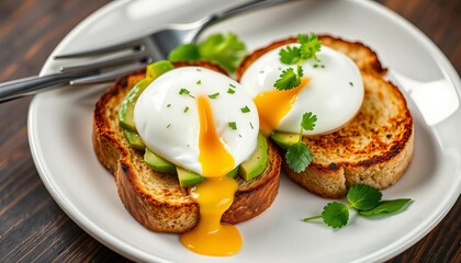 Perfectly poached eggs, avocado, sourdough toast,   clean eating,   avocado