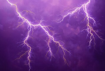 Obraz premium Electric Storm with Dramatic Purple Sky and Bright Lightning Strikes Illuminating Clouds Creating a Striking Visual Atmosphere for Nature Photography