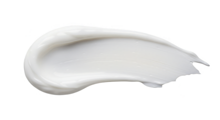 Isolated White Cream Smear Stroke Beauty Skincare on Transparent Background
