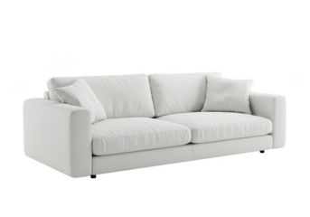 Isolated White Sofa on Transparent Background For Interior Design